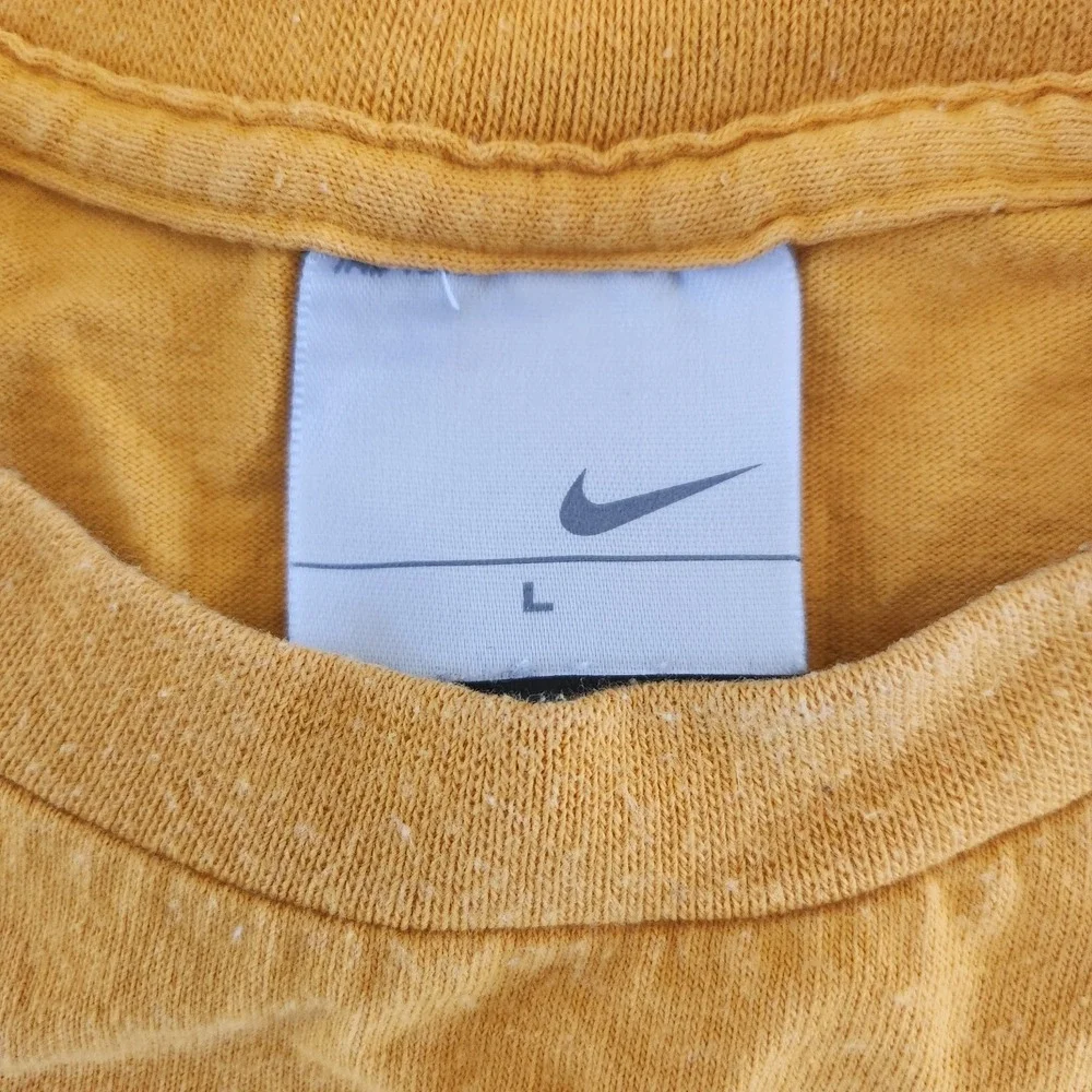 Vintage 90s Nike Center Swoosh T Shirt Yellow Size XL Grey Tag USA Fabric